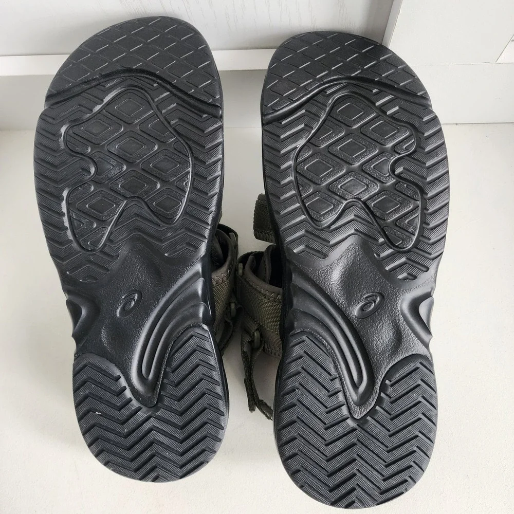 *Asics Gel Bondal Mens 9/ Womens 10.5 Mantle Green Black Strappy Utility Sandals